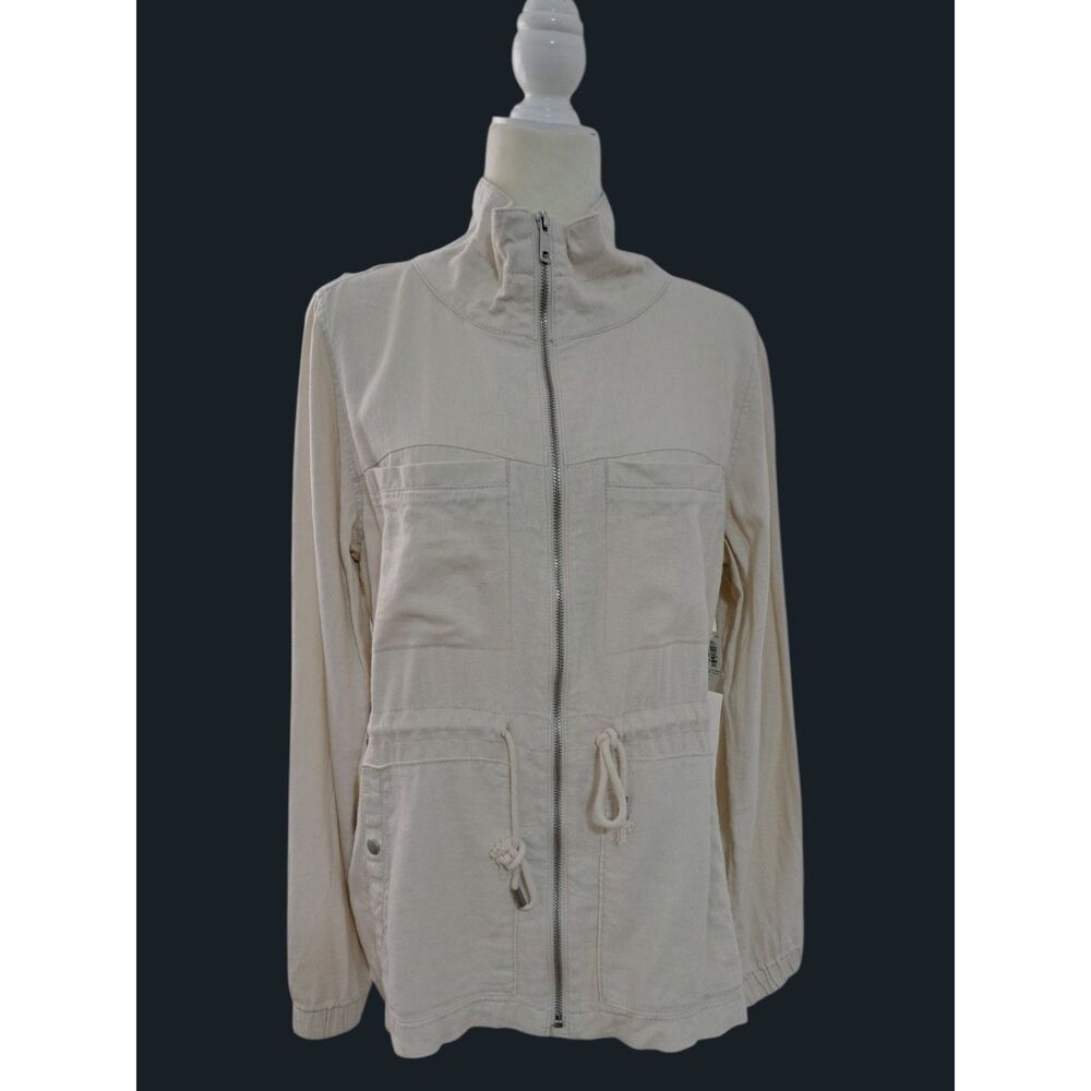 Old Navy Women's Cream Linen Blend Multi Pocket Costal Jacket Sz Large